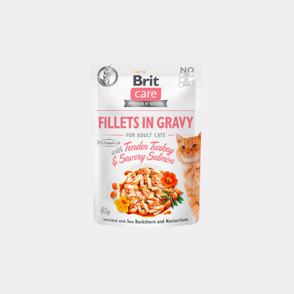 Brit Care Fillets in Gravy Kip, kalkoen en zalm