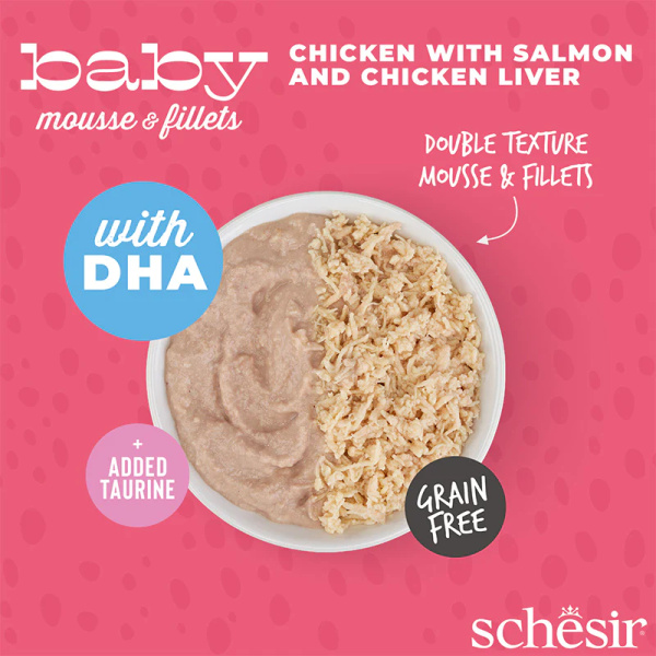 Schesir Baby Kitten Mousse& Fillets Chicken With Salmon And Chicken Liver Information