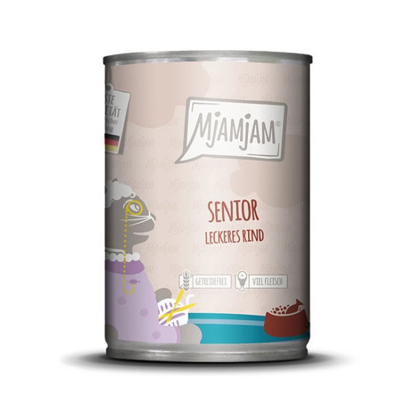 MjaMjaM Senior Compleet Natvoer Voor Oudere Katten Rund 400g Blik