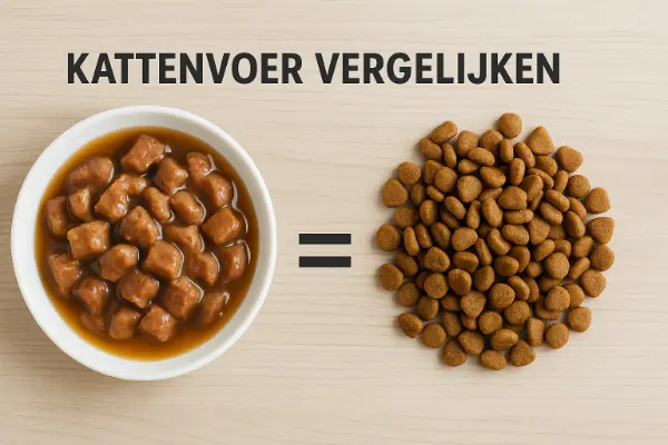 Hoe vergelijk je kattenbrokken met natvoer